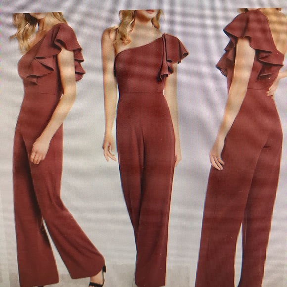 Pants - Ruffled one shoulder jumpsuit